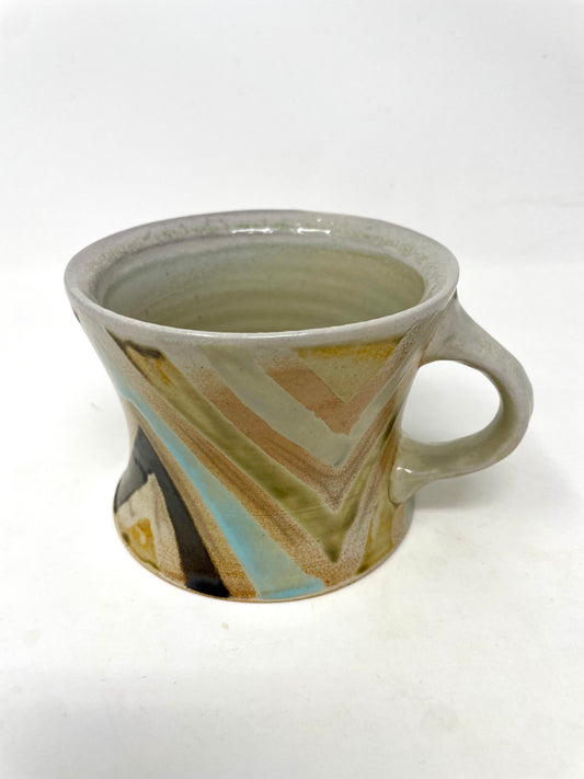 Soda Fired Mug with Geometric Stripes